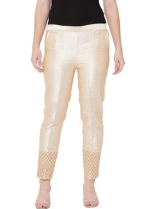 SriSaras Regular Fit Women Cream Trousers