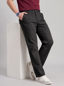 Roadster Men Black Cotton Trousers - Image 1