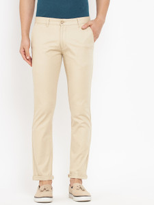 DUKE Slim Fit Men Beige Trousers