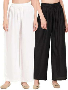 ANURUPAM FASHION Flared Women Black, White Trousers