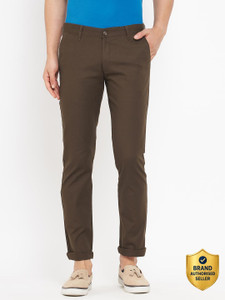 DUKE Slim Fit Men Brown Trousers