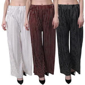 DCLOTHZ Relaxed Women White, Maroon, Black Trousers