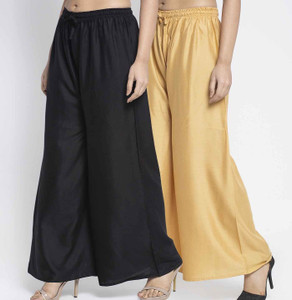 Bamboo Breeze Flared Women Black, Gold Trousers