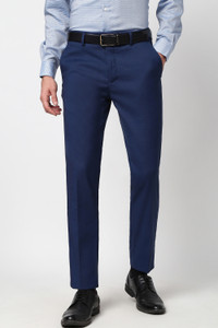 PETER ENGLAND Slim Fit Men Dark Blue Trousers