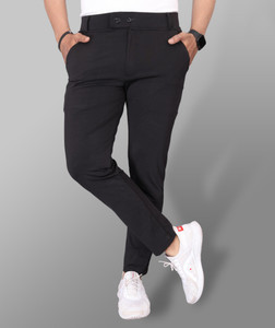 Flicfol Regular Fit Men Black Trousers