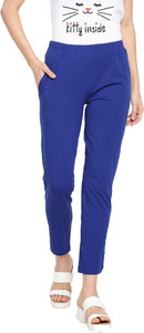 Dollar Missy Dollar Missy Women's Cotton Four-Way Stretchable Kurti Pant Slim Fit Women Blue Trousers
