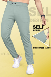 INDICLUB Slim Fit Men Light Green Trousers