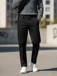 Urbano Fashion Slim Fit Men Black Trousers