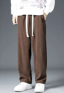 deslizar Loose Fit Men Brown Trousers