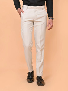 El Cielo Regular Fit Men Cream Trousers