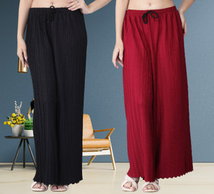 IRHA Relaxed Women Black, Maroon Trousers