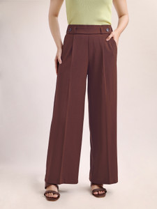 PURVAJA Loose Fit Women Brown Trousers