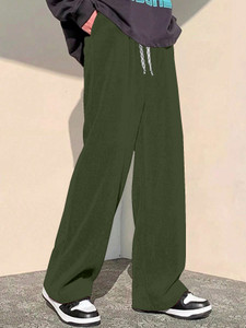 Rajovati Loose Fit Men Dark Green Trousers