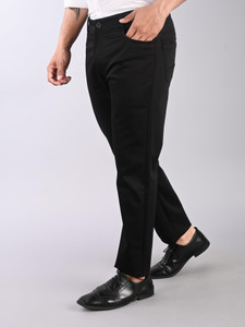 FUBAR Slim Fit Men Black Trousers