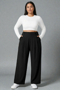 SQEW Loose Fit Women Black Trousers