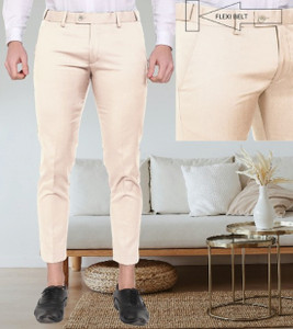 AD & AV Slim Fit Men Cream Trousers