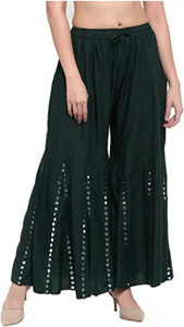 Emmy Word Flared Women Dark Green Trousers