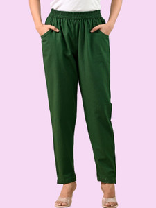 SAAV Regular Fit Women Green Trousers