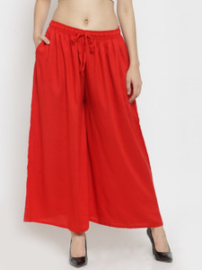 kanjilal Flared Women Red Trousers