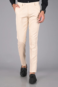 MANCREW Regular Fit Men Cream Trousers