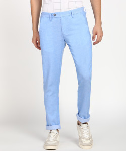 INDIAN TERRAIN Slim Fit Men Blue Trousers