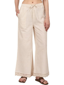 Pistaa Flared Women Beige Trousers