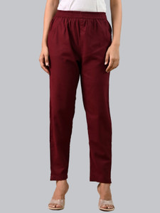 HouseOfCommon Regular Fit Women Maroon Trousers