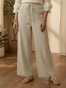Moda Rapido Flared Women Beige Trousers