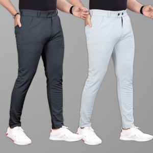 GIBBONTE Slim Fit Men Grey, Grey Trousers