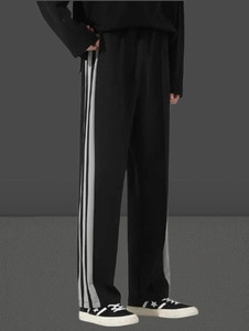 COMBRAIDED Relaxed Men Black, White Trousers