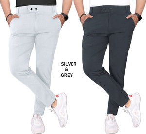 CHIRAGCLOTHING Slim Fit Men Silver, Grey Trousers