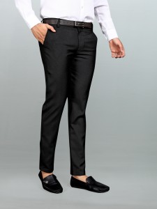 FRELURO Regular Fit Men Black Trousers