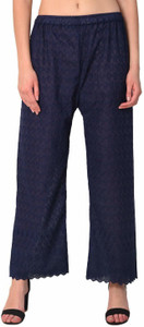 SriSaras Regular Fit Women Dark Blue Trousers