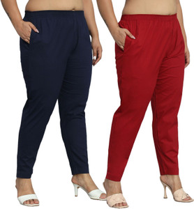 24Hour Fashion Regular Fit Women Blue, Maroon Trousers