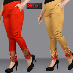 samar Regular Fit Women Red, Beige Trousers