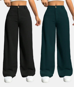 NUCOUTHS Regular Fit Women Black, Green Trousers