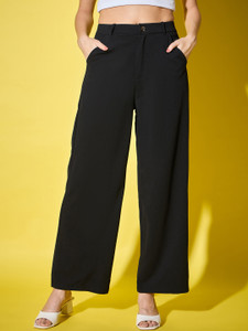 Gheiebvdo Straight Fit Women Black Trousers