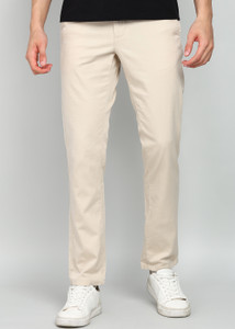 एरो स्पोर्ट पुरुषों के लिए बेज स्लिम फिट ट्राउज़र्स
