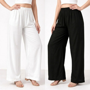Zain enterprises Flared Women Black, White Trousers