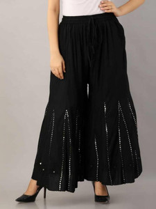 Harshraj Flared Women Black Trousers