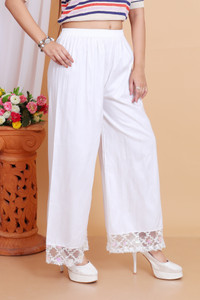 SMS COLLECTION Comfort Fit Women White Trousers