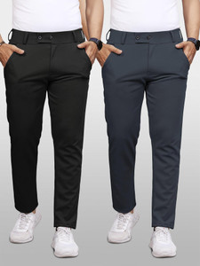 VeBNoR Regular Fit Men Black, Grey Trousers
