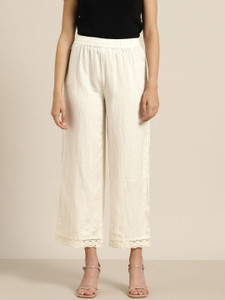 KBZ Regular Fit Women Cream Trousers