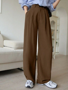 LEDGE & EDGE Straight Fit Women Brown Trousers