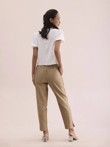 GO COLORS Tapered Women Gold Trousers