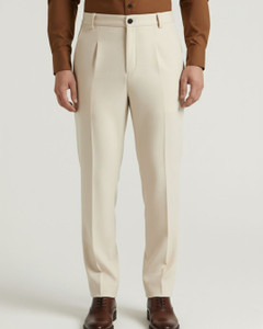 INDICLUB Regular Fit Men Beige Trousers