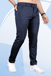 INDICLUB Slim Fit Men Dark Blue Trousers