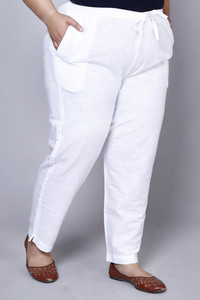 AAVONI Straight Fit Women White Trousers