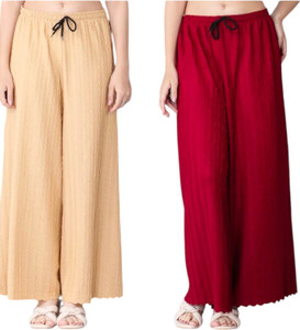 Divastri Regular Fit Women Cream, Red Trousers