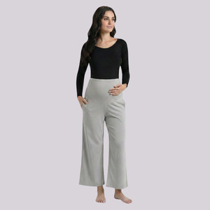Evamomies Regular Fit Women Grey Trousers